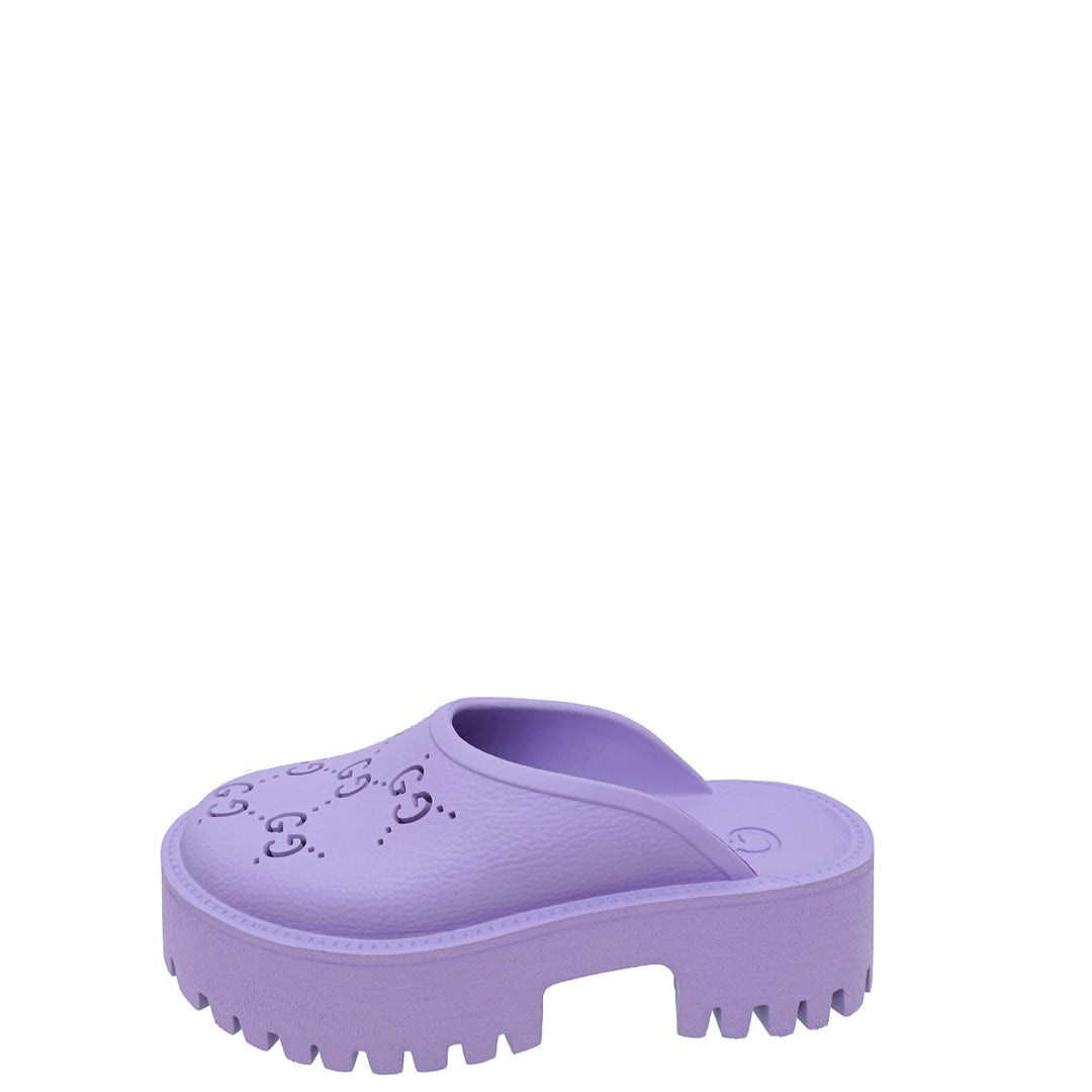Gucci Purple GG Platform Perforated Sandal 36