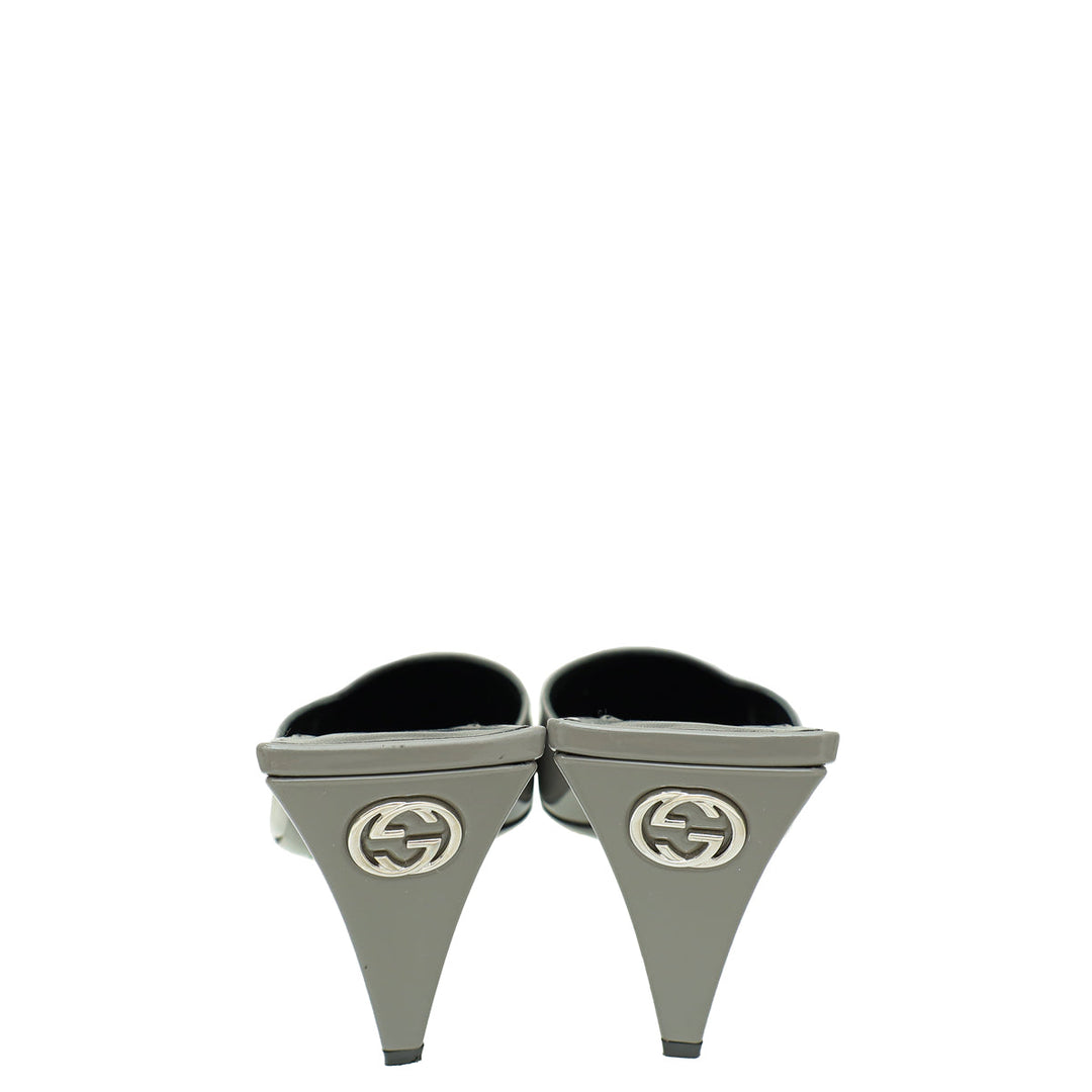 Gucci Dusty Grey Interlocking G Mules 37