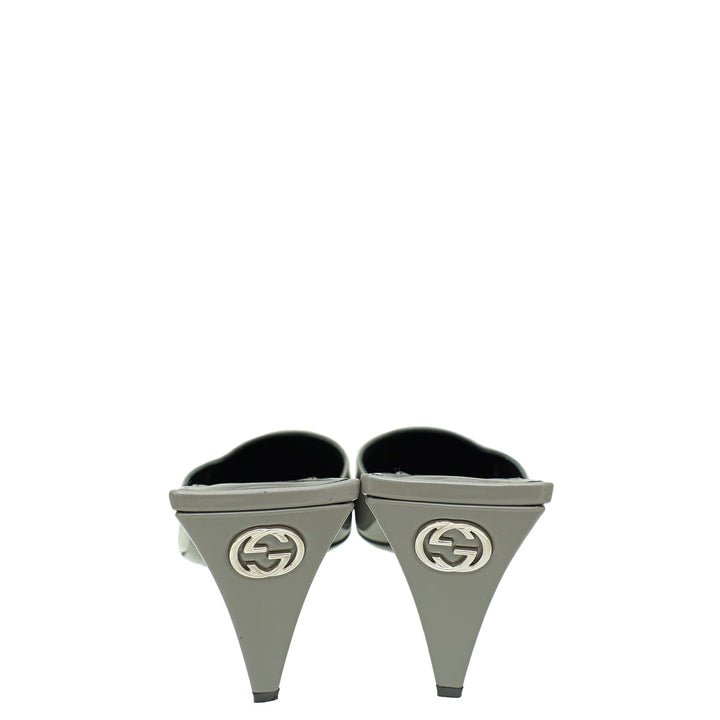 Gucci Dusty Grey Interlocking G Mules 37