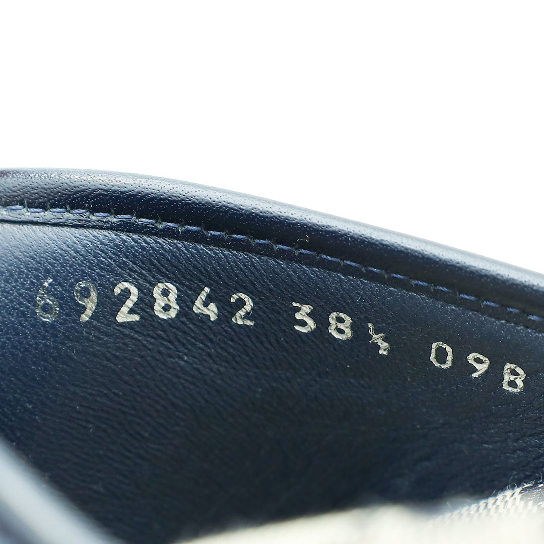 Gucci Navy Blue GG Platform 30mm Sandal 38.5
