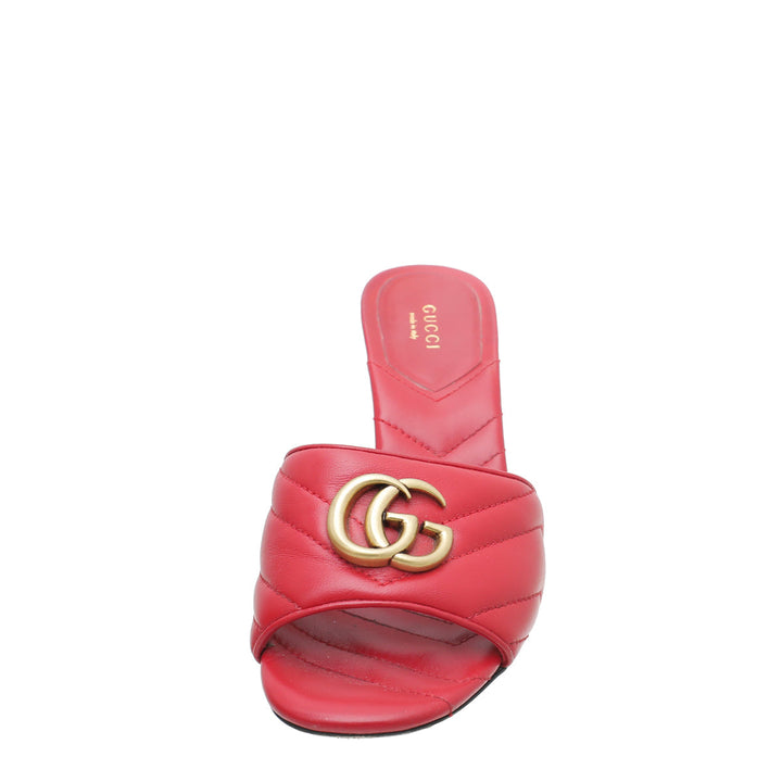 Gucci Red GG Marmont Slide Mules Sandal 38