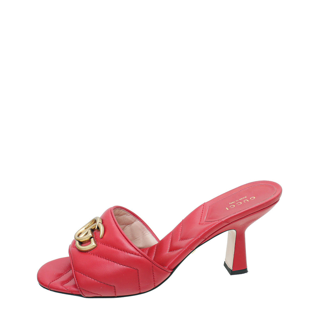 Gucci Red GG Marmont Slide Mules Sandal 38