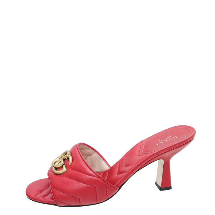 Gucci Red GG Marmont Slide Mules Sandal 38