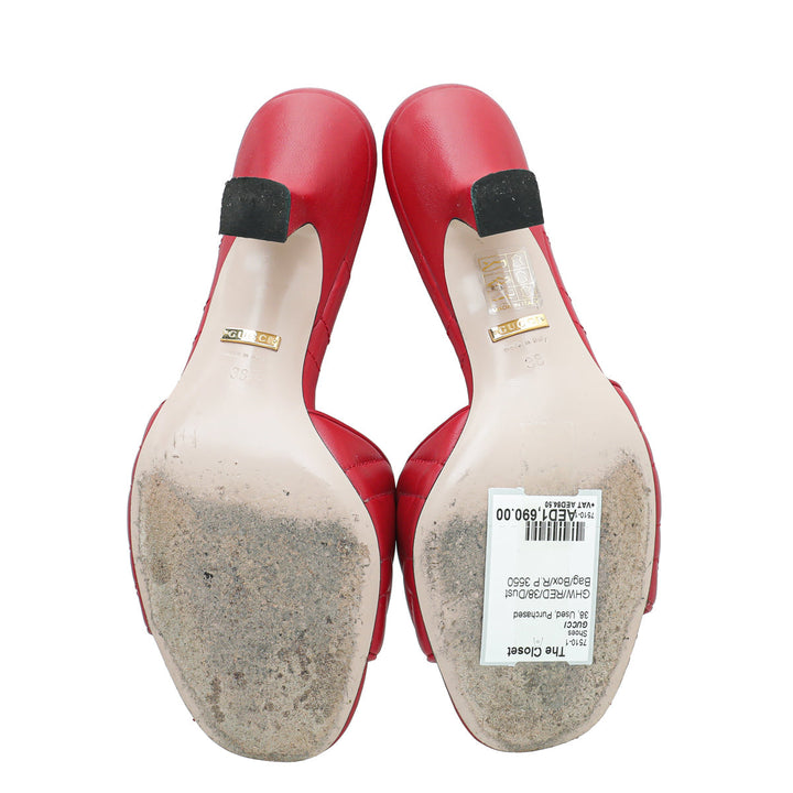 Gucci Red GG Marmont Slide Mules Sandal 38
