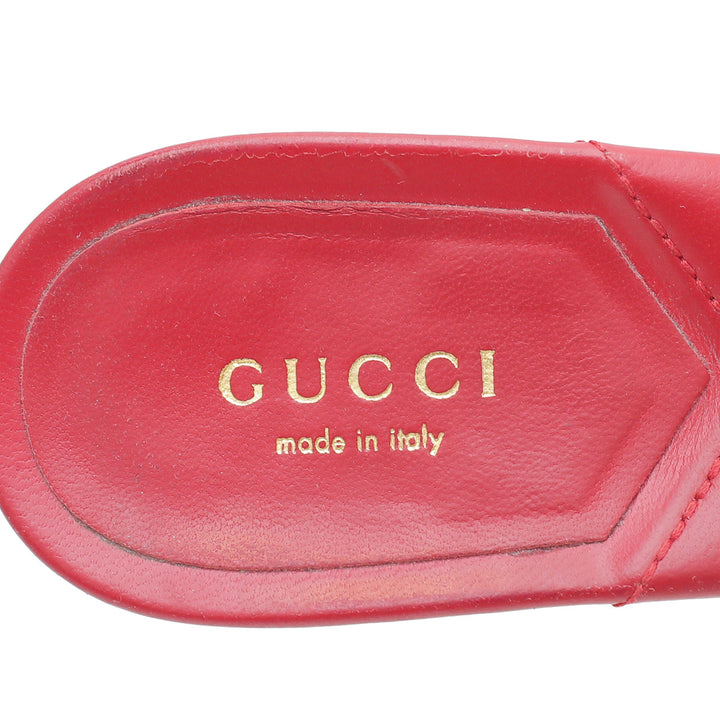 Gucci Red GG Marmont Slide Mules Sandal 38