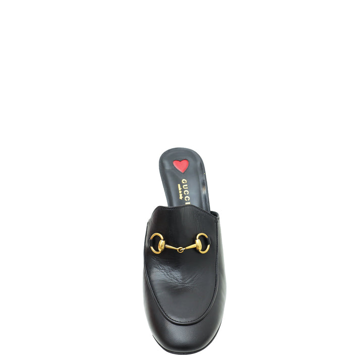 Gucci Black Malaga Kid Horsebit Princetown High Heel Mules 39