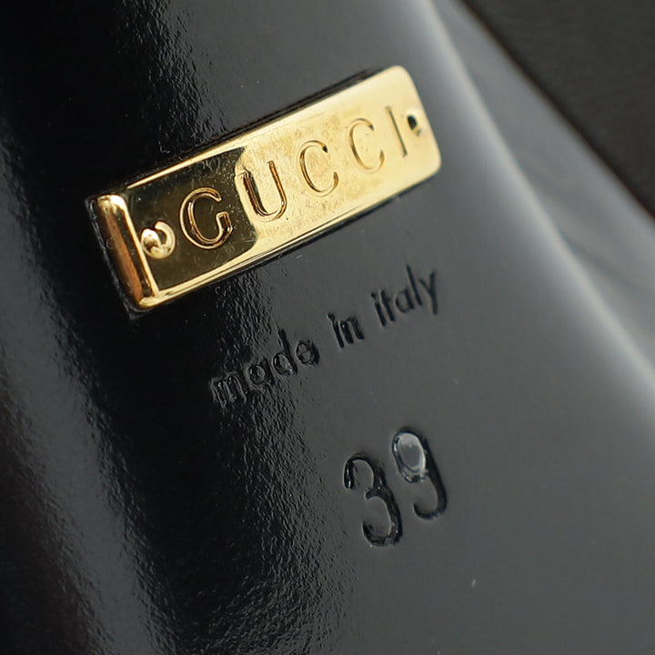 Gucci Black Malaga Kid Horsebit Princetown High Heel Mules 39