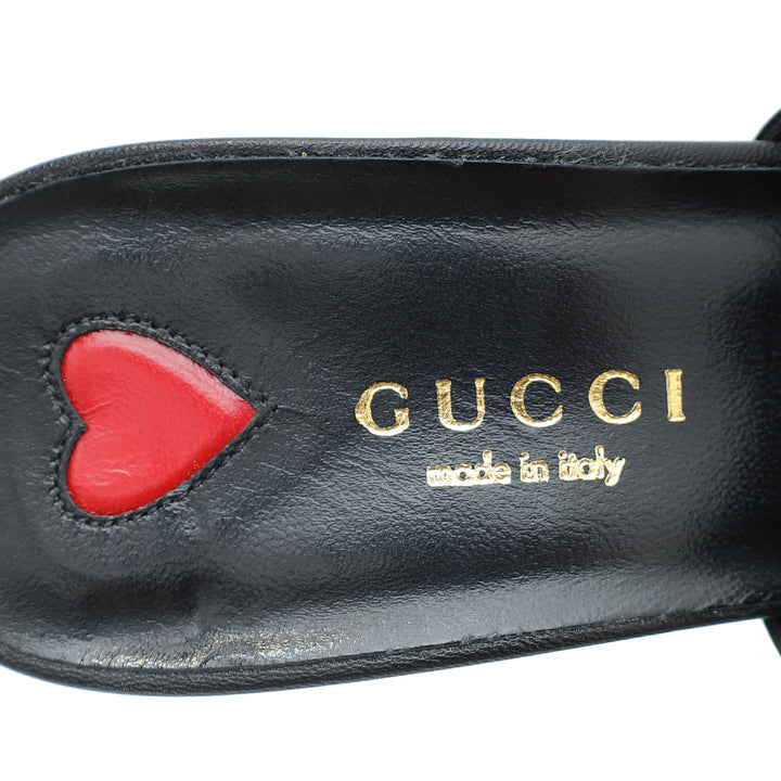 Gucci Black Malaga Kid Horsebit Princetown High Heel Mules 39