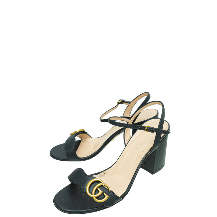 Gucci Black GG Marmont Mid-Heel Sandal 39
