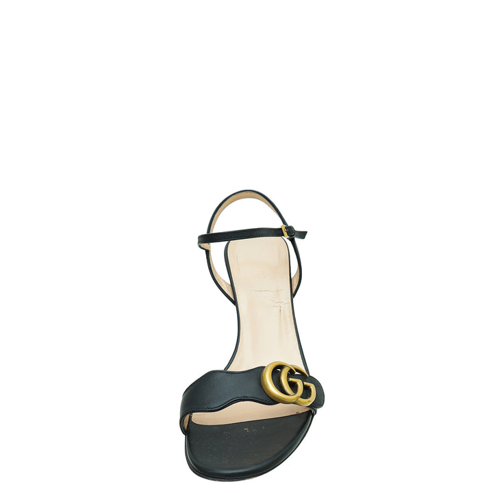 Gucci Black GG Marmont Mid-Heel Sandal 39