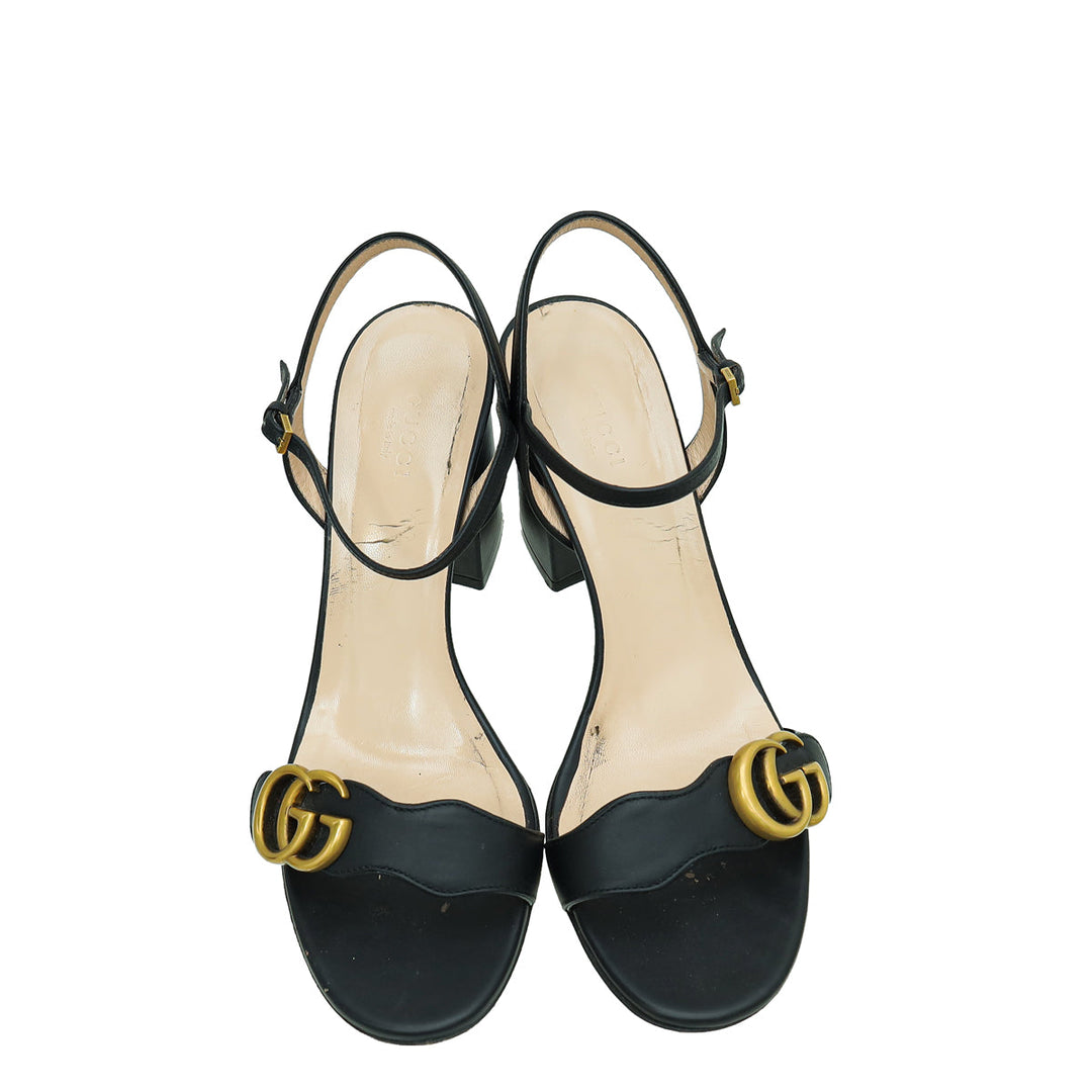 Gucci Black GG Marmont Mid-Heel Sandal 39