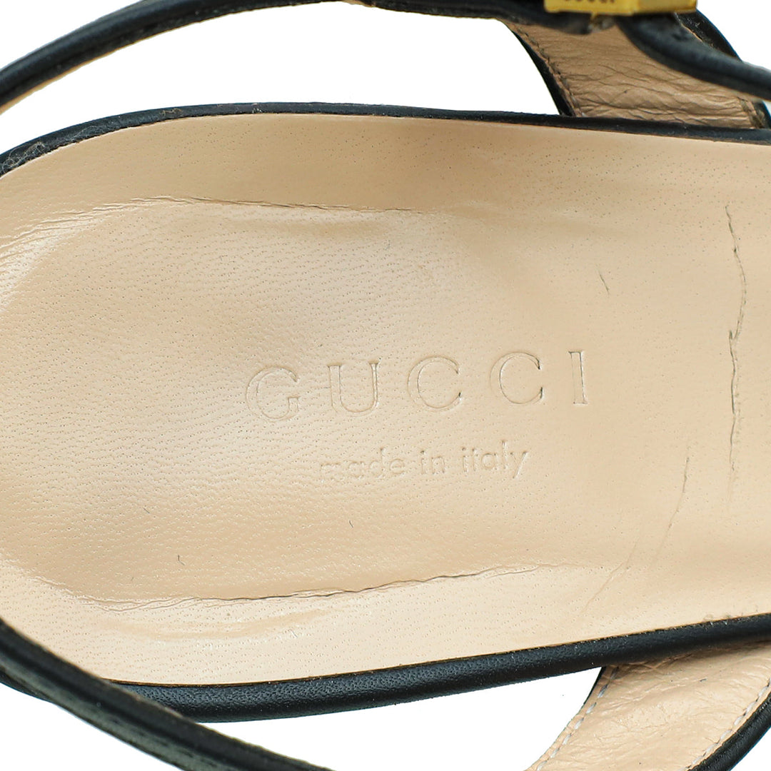 Gucci Black GG Marmont Mid-Heel Sandal 39