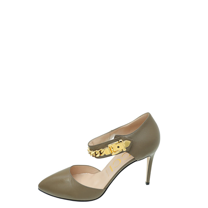Gucci Brown Sylvie Chain Pump 40
