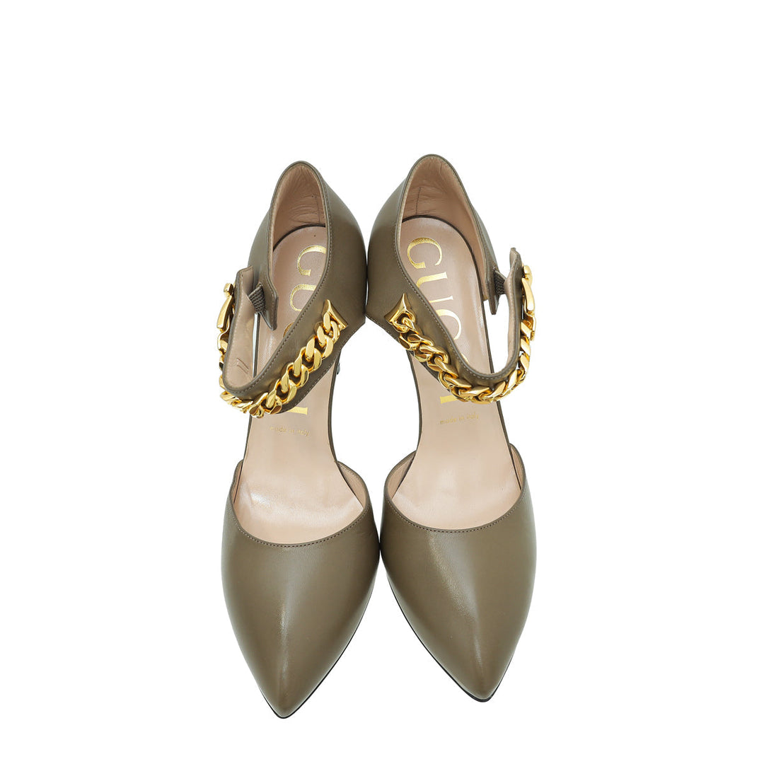 Gucci Brown Sylvie Chain Pump 40