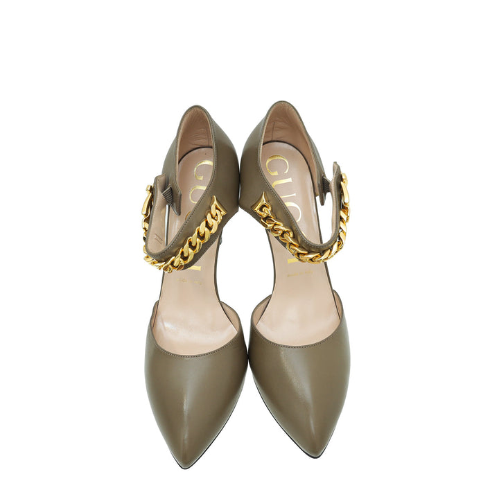 Gucci Brown Sylvie Chain Pump 40