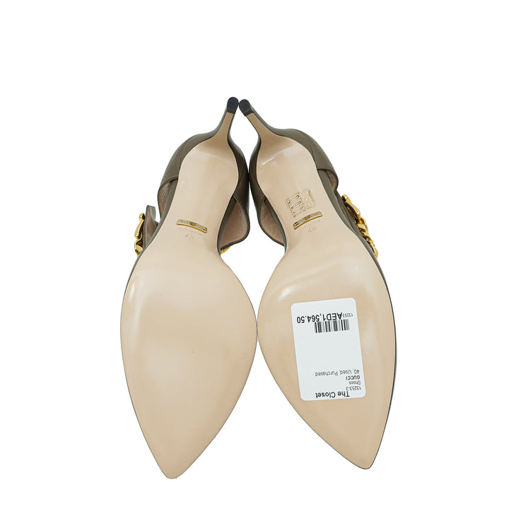 Gucci Brown Sylvie Chain Pump 40