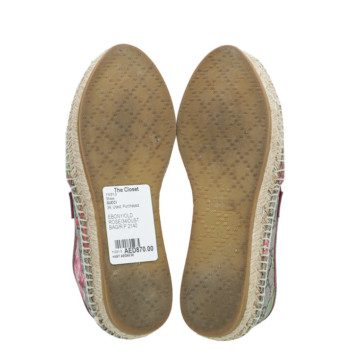 Gucci Bicolor GG Supreme Blooms Print Espadrille 34