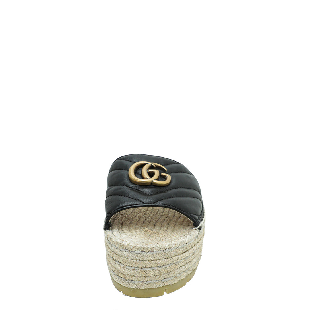Gucci Black GG Marmont Platform Espadrille Mule 37
