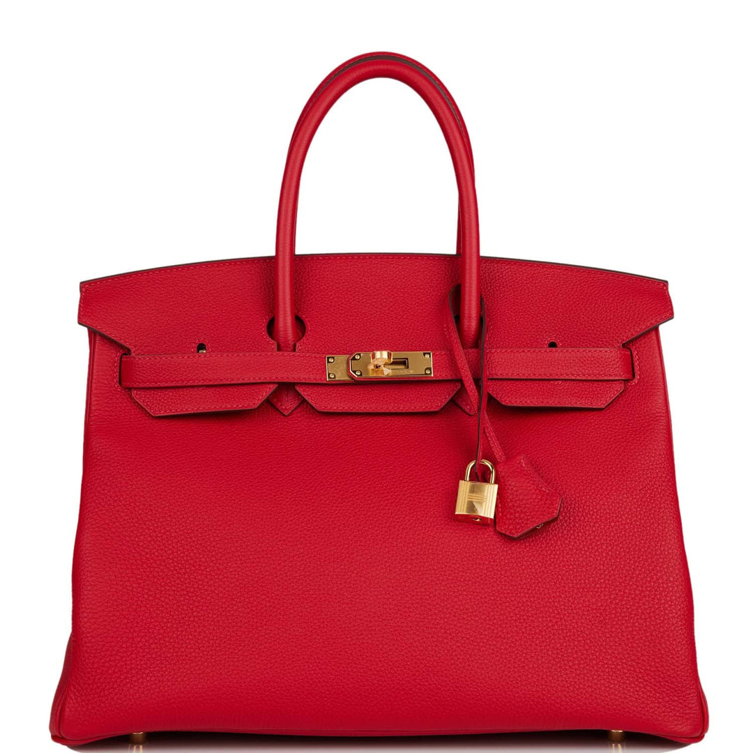 top quality Hermes Birkin 35 Rouge Casaque Togo Gold Hardware