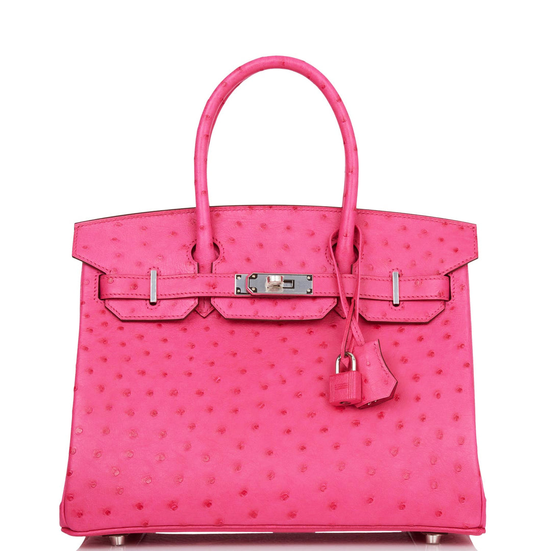 top quality Hermes Birkin 30 Rose Tyrien Ostrich Palladium Hardware