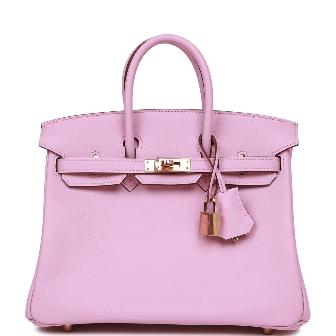 top quality Hermes Birkin 25 Mauve Sylvestre Swift Rose Gold Hardware