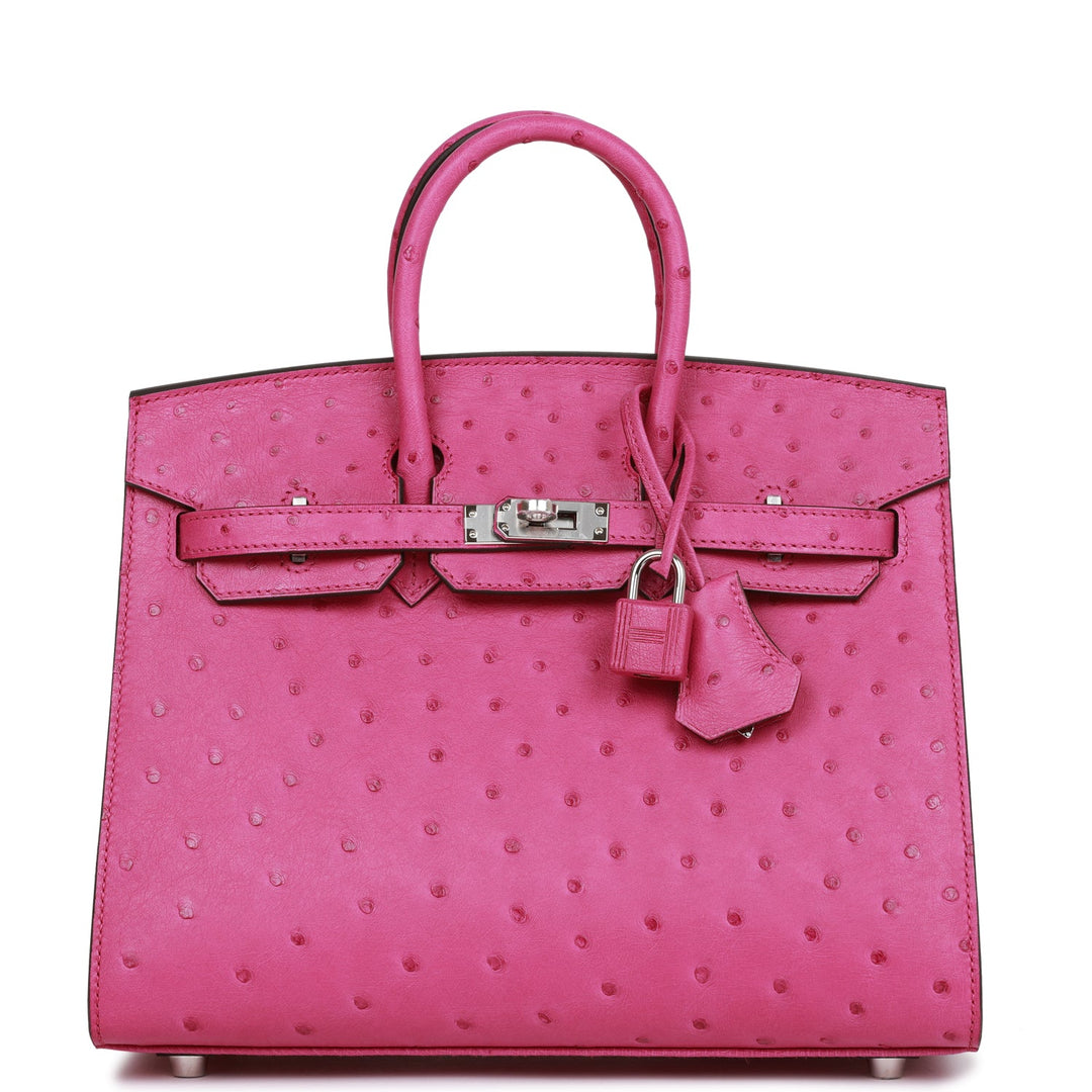top quality Hermes Birkin Sellier 25 Rose Pourpre Ostrich Palladium Hardware