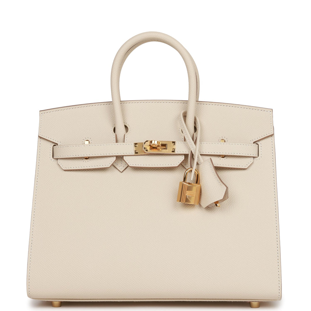 top quality Hermes Birkin Sellier 25 Craie Epsom Gold Hardware