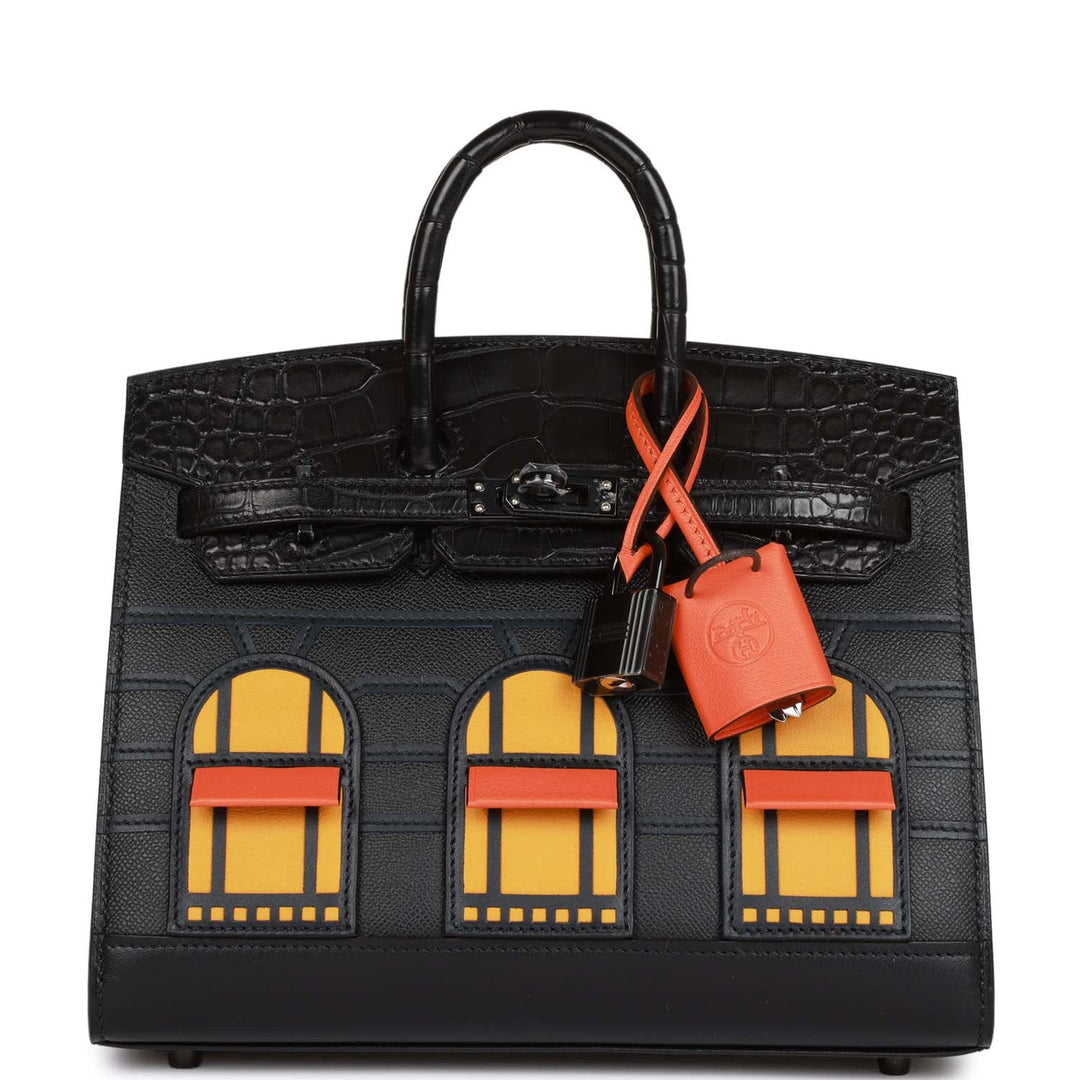 top quality Hermes Sac Faubourg Birkin 20 So Black Matte Alligator Black Hardware