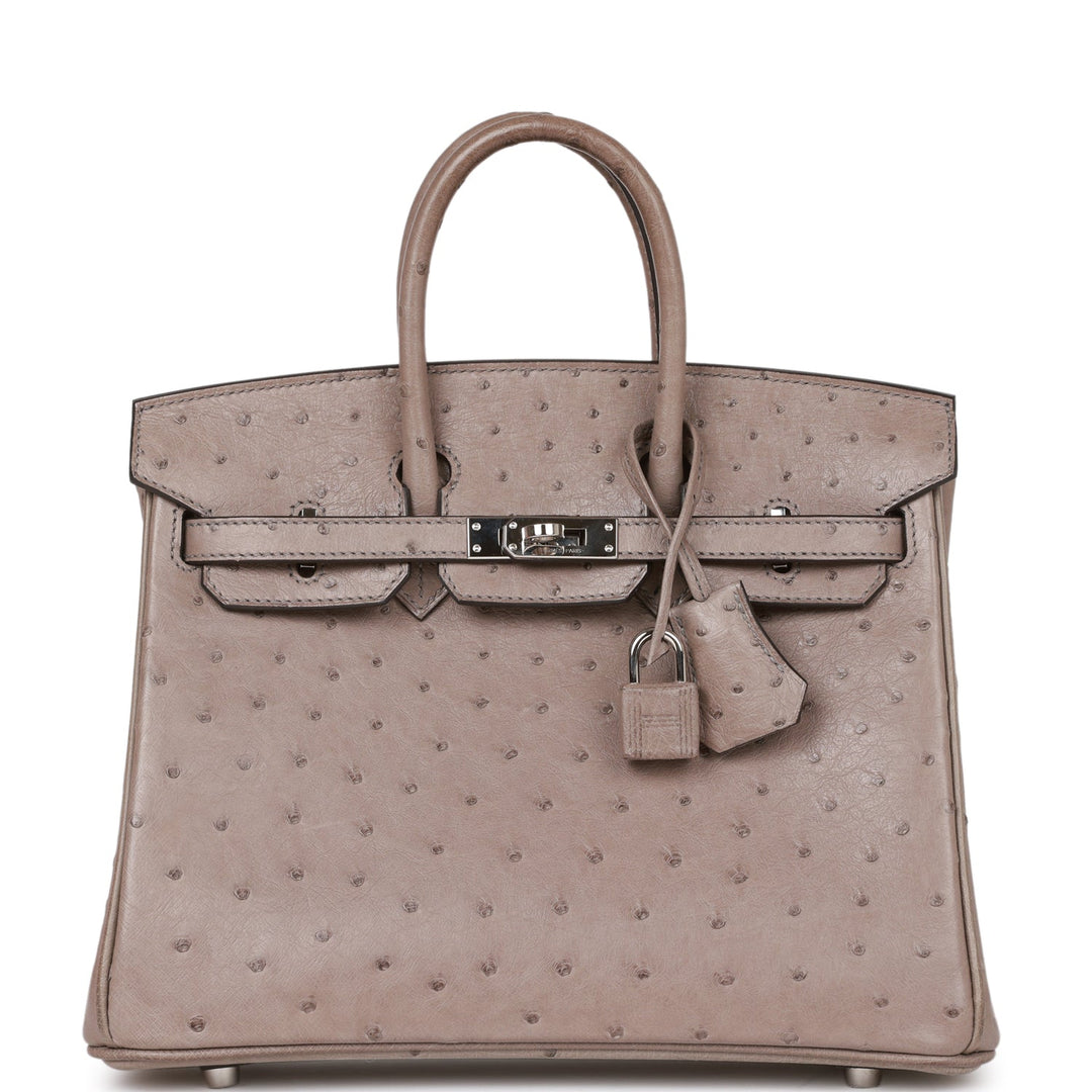 top quality Hermes Birkin 25 Gris Tourterelle Ostrich Palladium Hardware