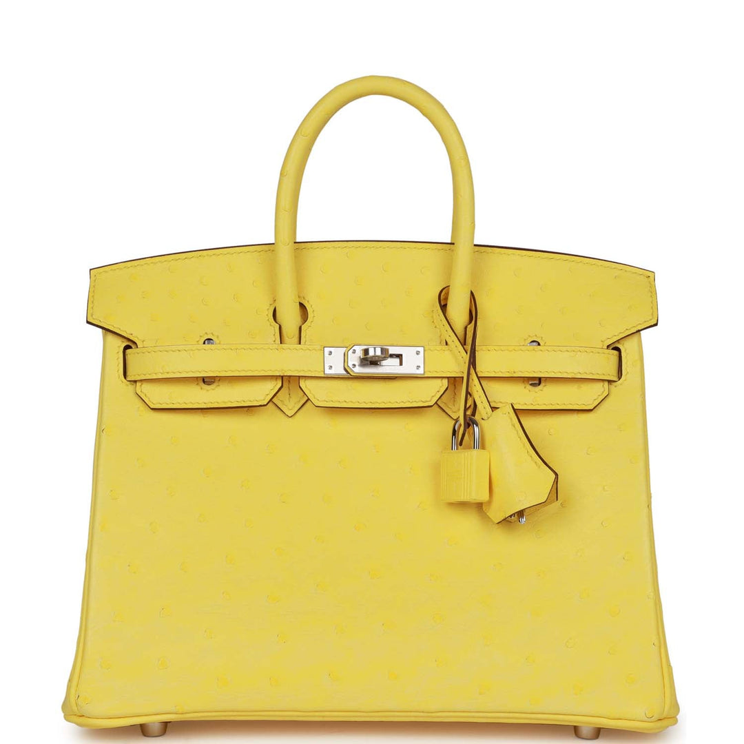 top quality Hermes Birkin 25 Jaune Citron Ostrich Palladium Hardware