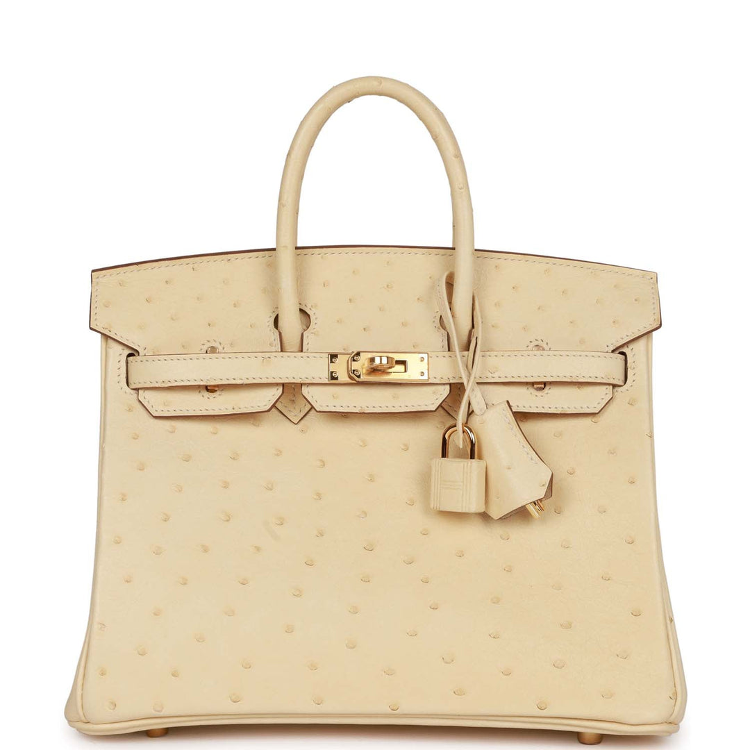 top quality Hermes Birkin 25 Vanille Ostrich Boreal Gold Hardware