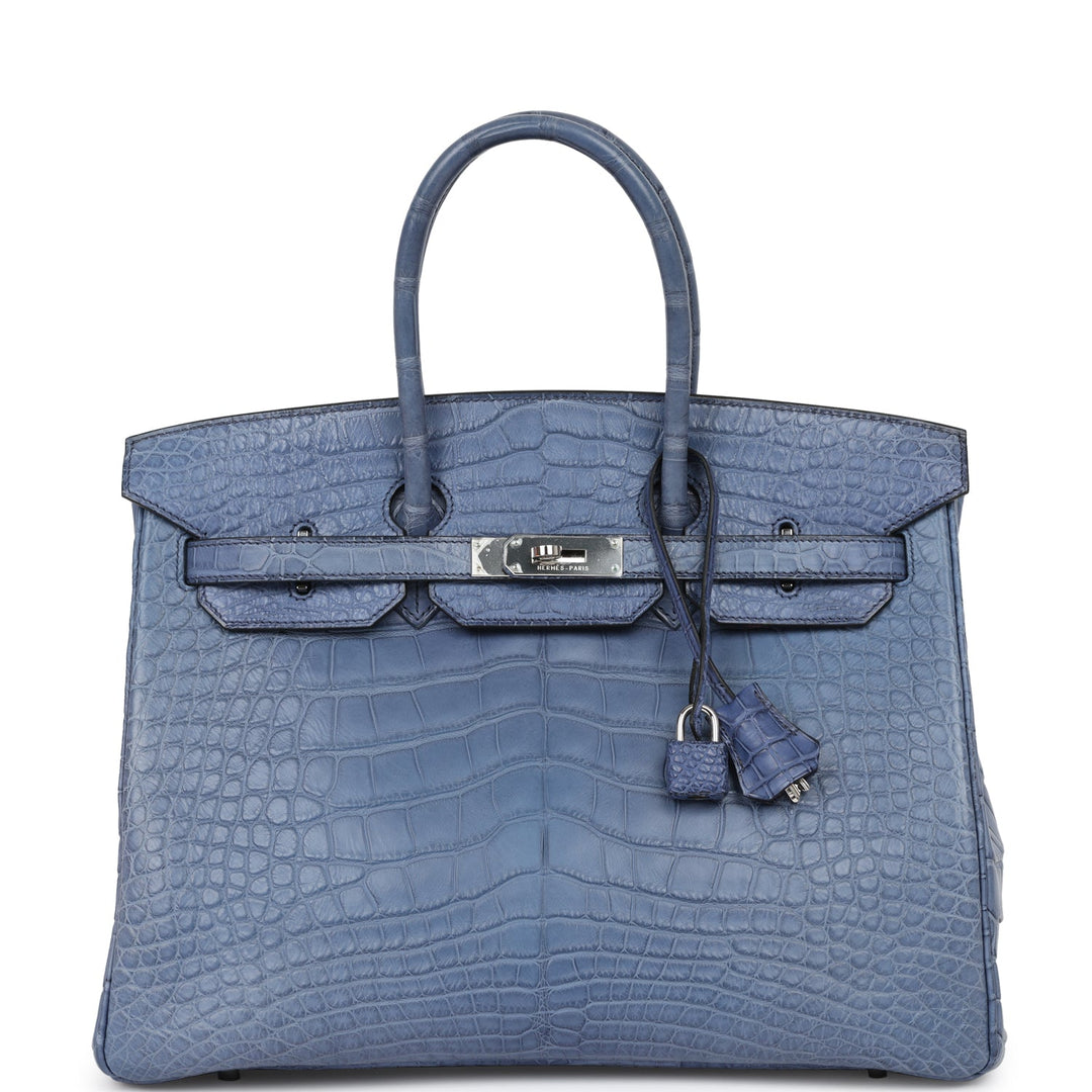 top quality Hermes Birkin 35 Bleu Brighton Matte Alligator Palladium Hardware
