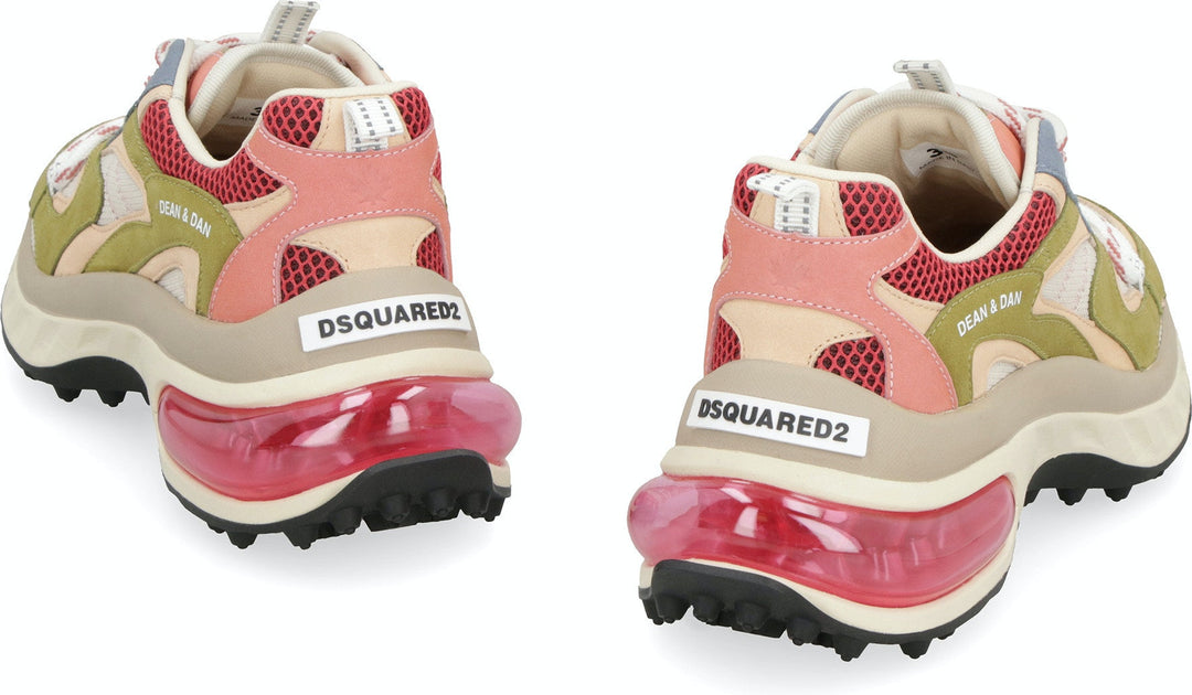 BUBBLE LEATHER AND FABRIC LOW-TOP SNEAKERS