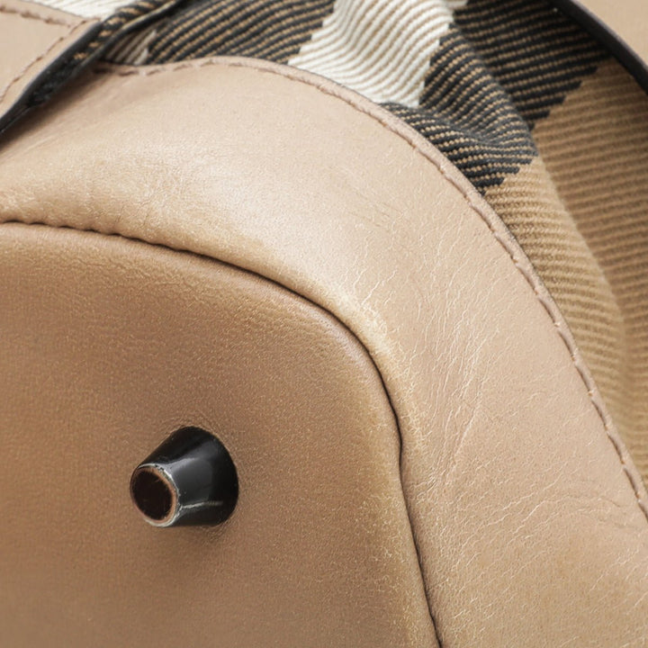 Burberry Bicolor Bridle House Check Satchel Tote Bag
