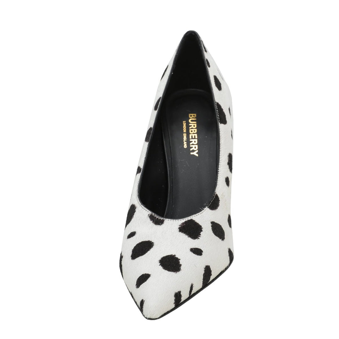 Burberry Bicolor Dalmatian Print Calf Hair Ava Pump 38.5