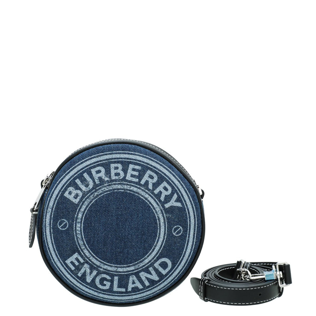 Burberry Bicolor Denim Graphic Logo Louise Round Bag