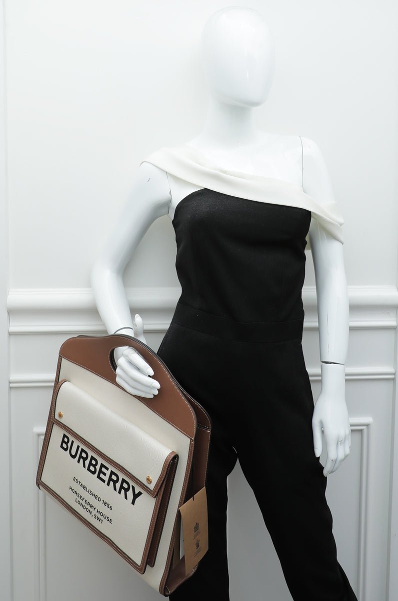 Burberry Bicolor Pocket Tote Medium Bag