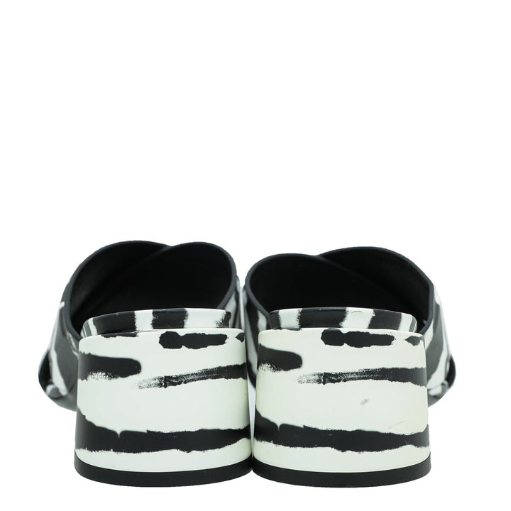 Burberry Bicolor Zebra Print Castlebar Sandal Mules 37