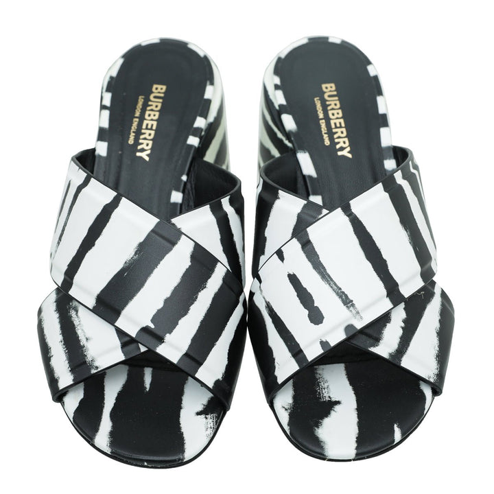 Burberry Bicolor Zebra Print Castlebar Sandal Mules 37