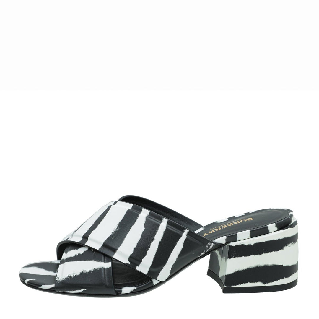 Burberry Bicolor Zebra Print Castlebar Sandal Mules 37