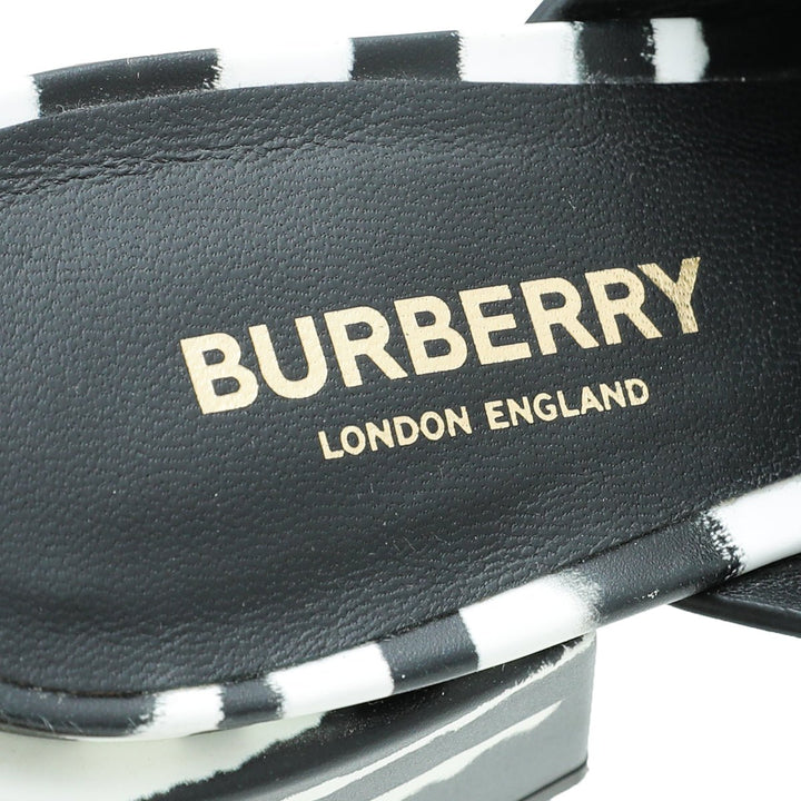 Burberry Bicolor Zebra Print Castlebar Sandal Mules 37