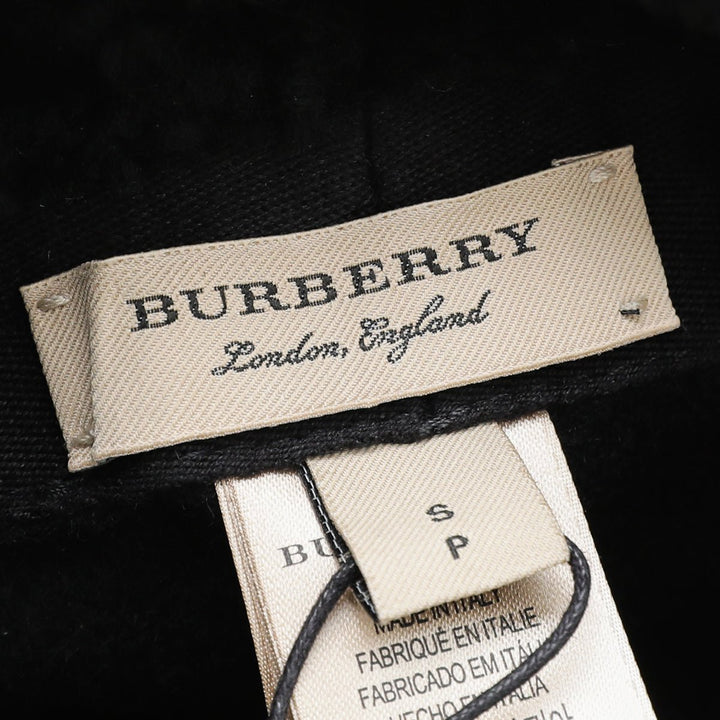 Burberry Black Debossed Shearling Flap Explorer Cap Hat
