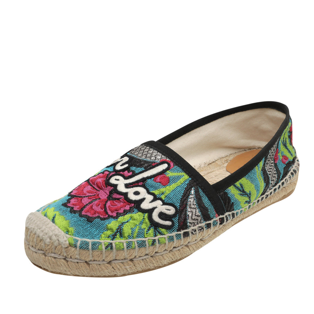 Gucci Blue Multicolor Blind For Love Brocade Espadrille 36