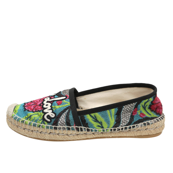 Gucci Blue Multicolor Blind For Love Brocade Espadrille 36
