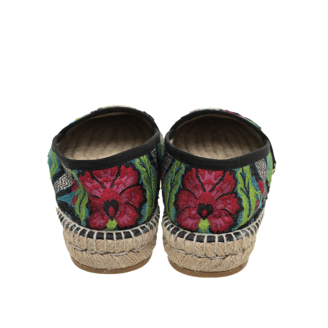 Gucci Blue Multicolor Blind For Love Brocade Espadrille 36