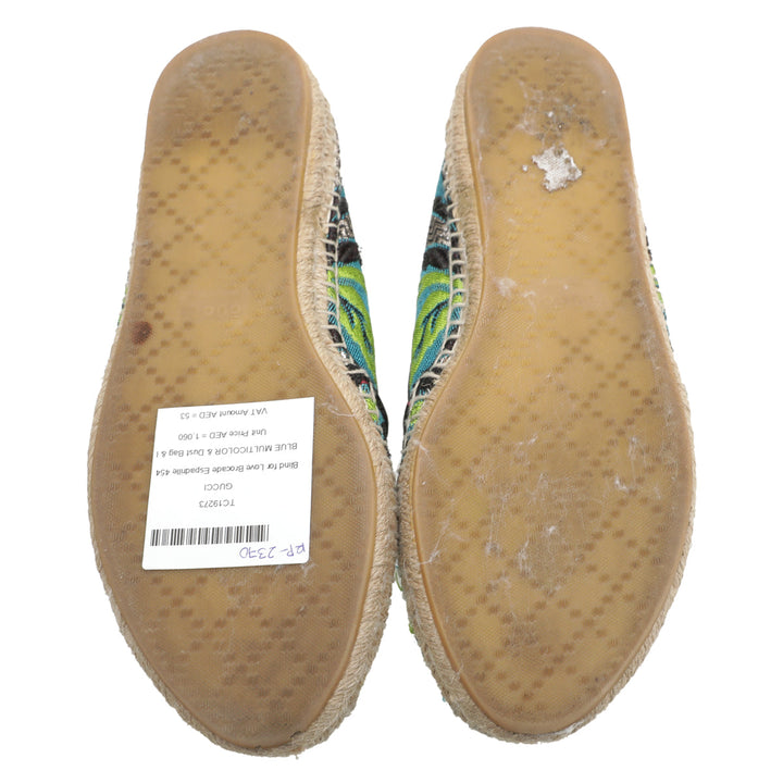 Gucci Blue Multicolor Blind For Love Brocade Espadrille 36