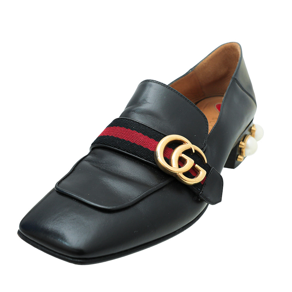 Gucci Black GG Pearl Mid-Heel Loafer 39
