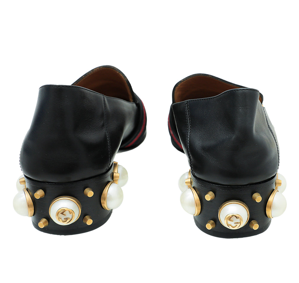 Gucci Black GG Pearl Mid-Heel Loafer 39