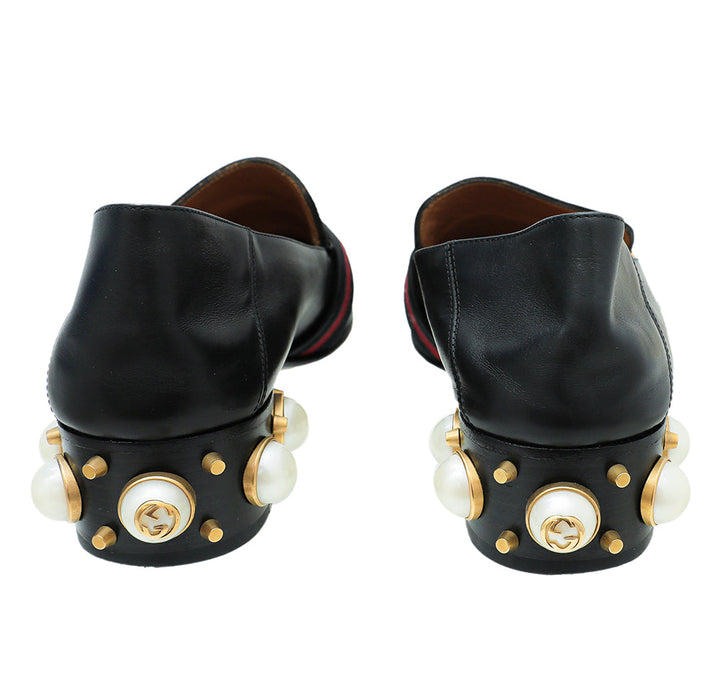Gucci Black GG Pearl Mid-Heel Loafer 39