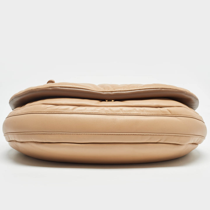 Burberry Beige Leather XL Olympia Shoulder Bag